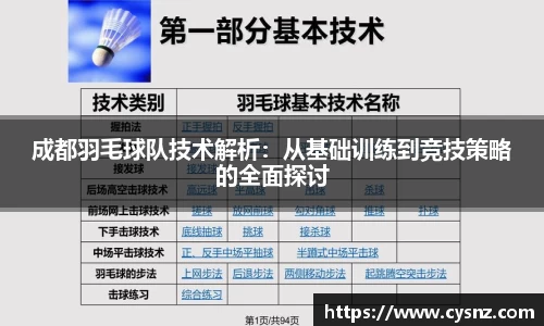 成都羽毛球队技术解析：从基础训练到竞技策略的全面探讨